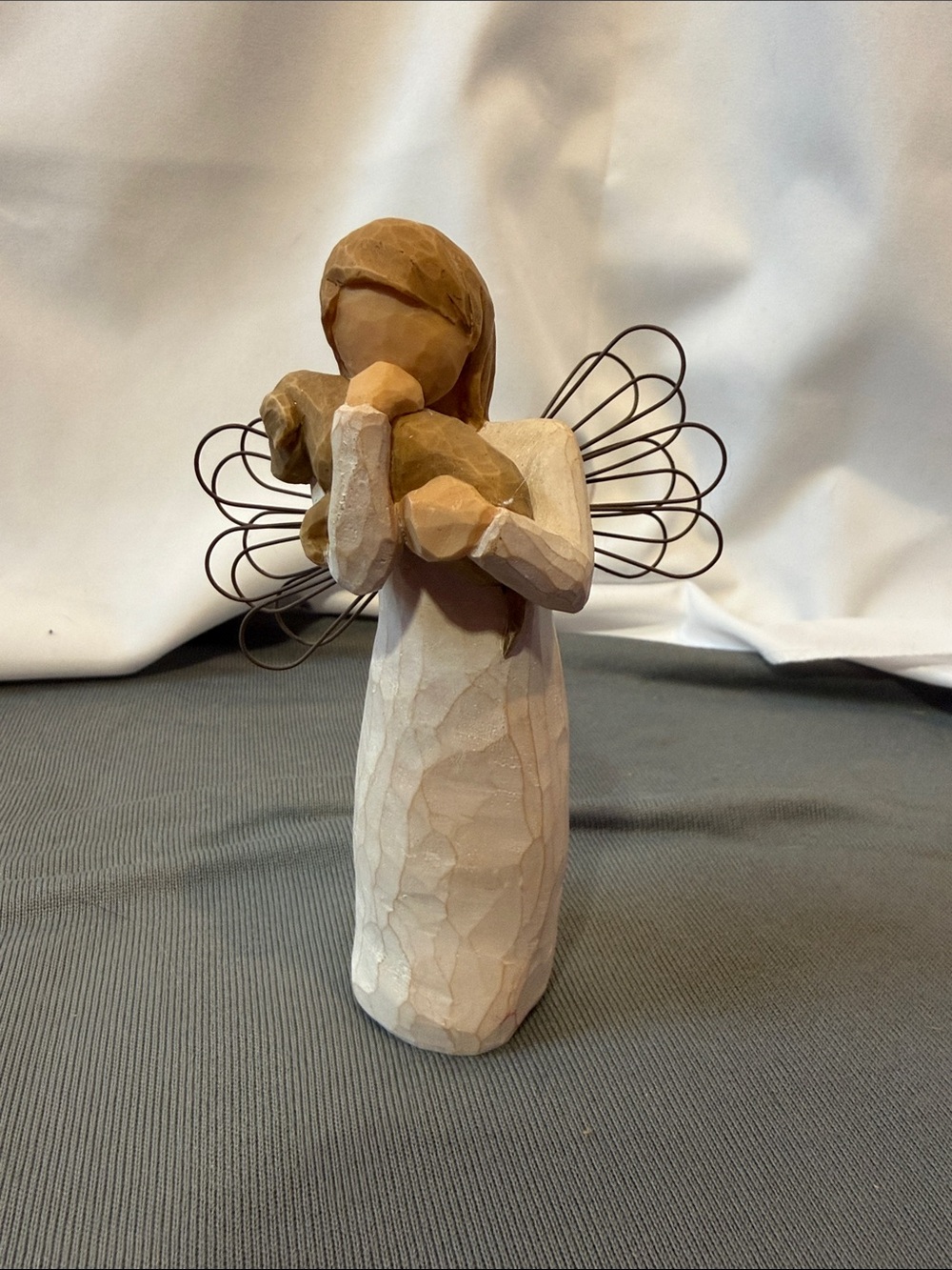 Willow Tree Neutral-Toned Angel Figurine with Wire Wings